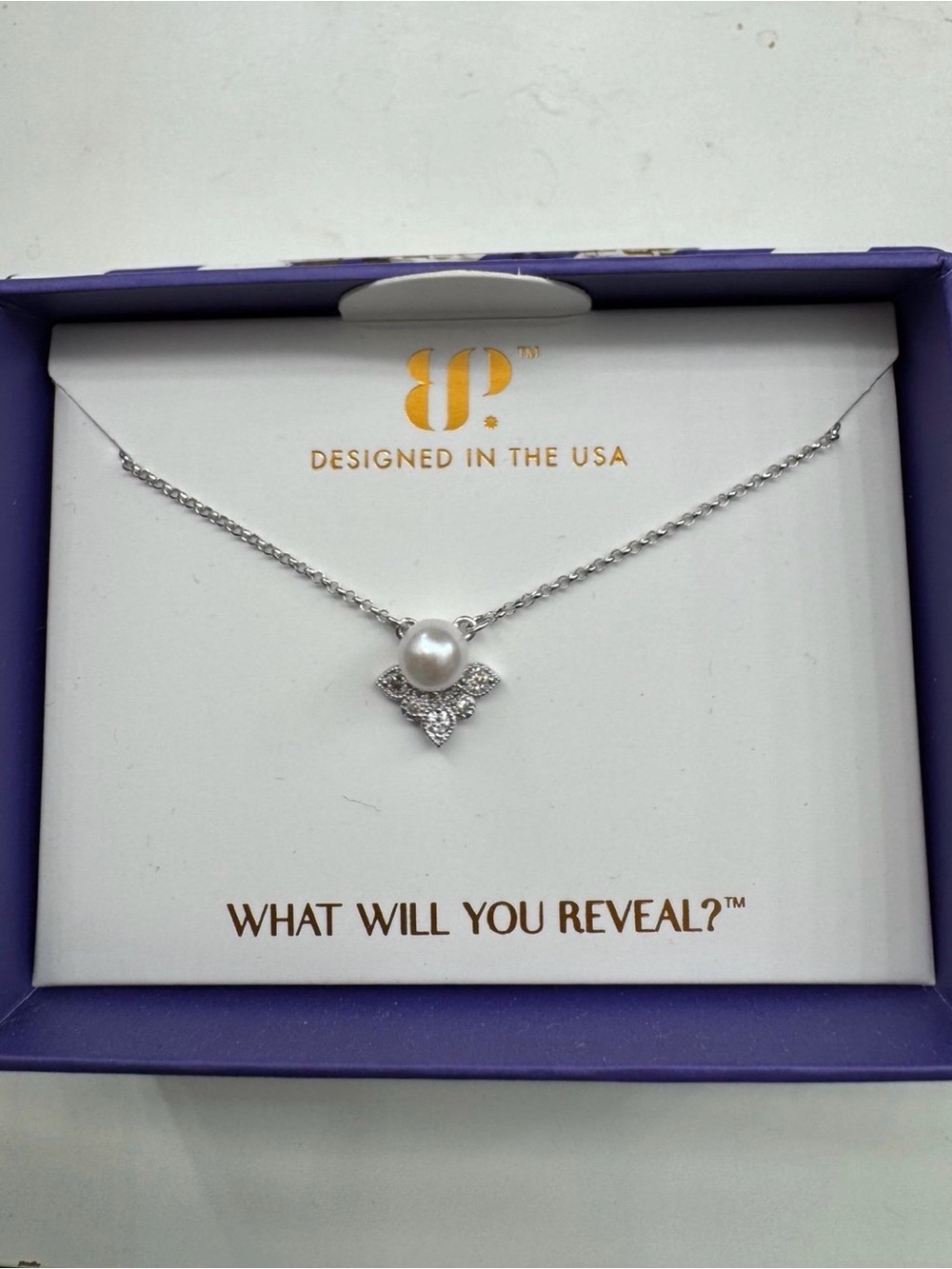 BP June diamond necklace with fresh water pearl